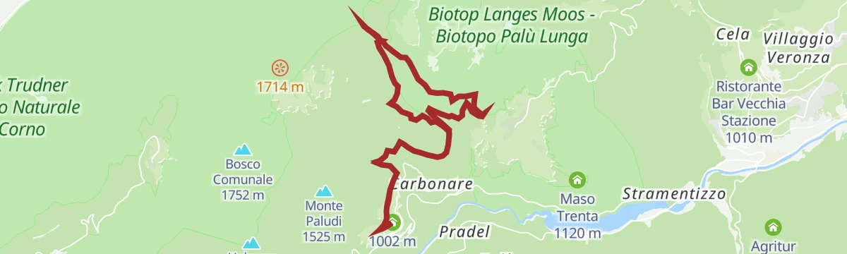 Route map: Monte Corno Natural Park: Capriana and Anterivo - Tour 921